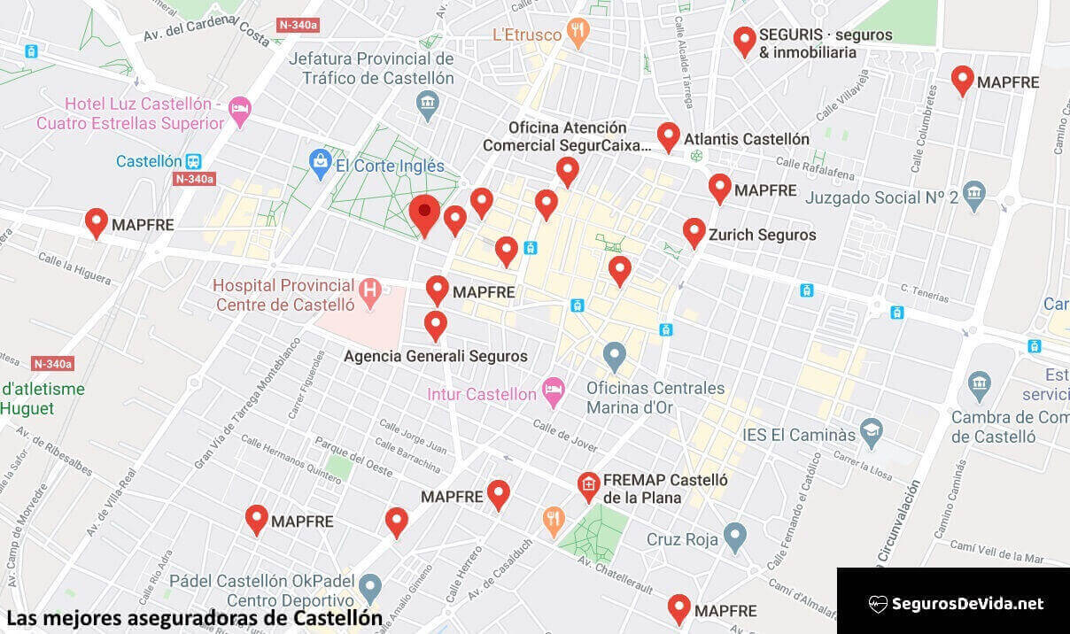 Mapa mejores aseguradoras en Castellón