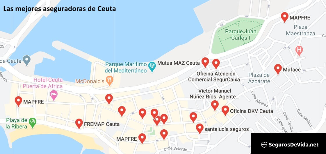 Mapa mejores aseguradoras en Ceuta