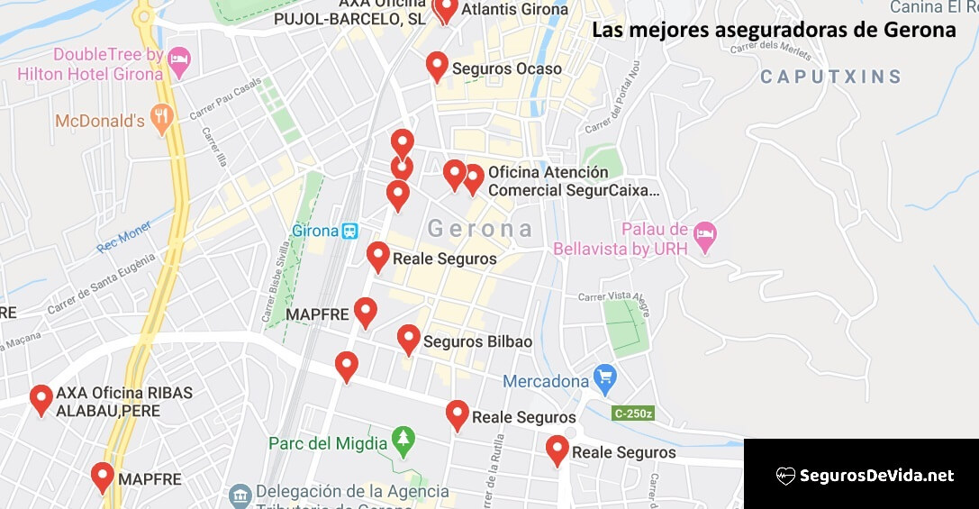 Mapa mejores aseguradoras en Girona