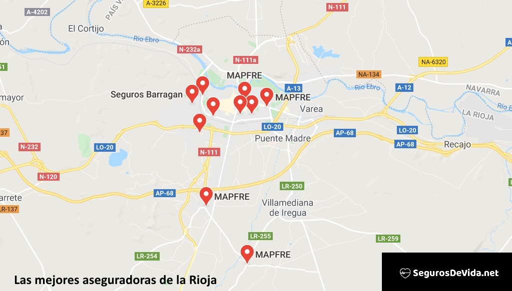 Mapa mejores aseguradoras en Rioja