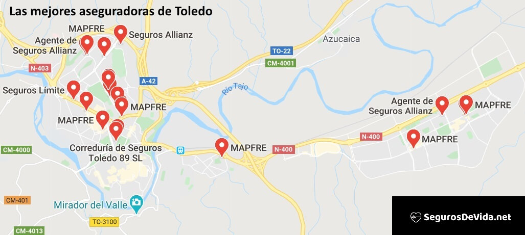 Mapa mejores aseguradoras en Toledo
